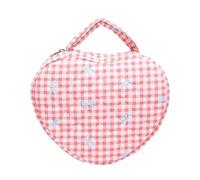 WYLZLKX Borsa per il trucco floreale alla moda unica a forma di cuore borsa da toeletta trapuntata borse cosmetiche per donne alla moda, Reticolo rossore, As Shown