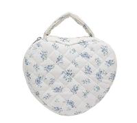 WYLZLKX Borsa per il trucco floreale alla moda unica a forma di cuore borsa da toeletta trapuntata borse cosmetiche per donne alla moda, Zucca Blu, As Shown