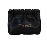 WYLZLKX Borsa per il trucco PU Storage Cosmetico Essenziale Grande Capacità con Pieghettato Molla di Metallo Clousure e Viaggi, Nero , 12.5x9.5x5cm /4.92x3.74x1.96in