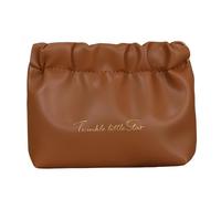 WYLZLKX Borsa per il trucco PU Storage Cosmetico Essenziale Grande Capacità con Pieghettato Molla di Metallo Clousure e Viaggi, Marrone moka, 12.5x9.5x5cm /4.92x3.74x1.96in