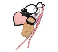 WYLZLKX Ciondolo a forma di cuore in pelle blu per borsa, alla moda, con orsetto di peluche, decorazione per borse, ornamento da donna, As Shown, peluche