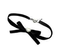 WYLZLKX Collana girocollo con ciondolo a forma di cuore e fiocco, stile vintage, in velluto, accessorio fatto a mano, Approx.38cm/14.96inch, velluto