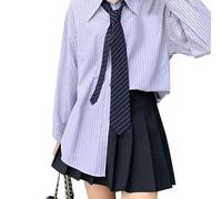 WYLZLKX Cravatta Vintage a Righe per Donne e Uomini - Accessorio Casual Versatile Giapponese per Camicie - Cotone Blu Navy con Strisce Bianche, Legata a Mano