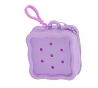 WYLZLKX Morbido Silicone Zipper Coin Purse Lovely Cartoon Hole Design Miniature Wallet Bambini Storage Pouch Organizzatori per Ki Borse Charm, Viola, Approx.8x8cm/3.15x3.15inches