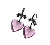 WYLZLKX Orecchini a perno in stile gotico con fiocco e cuore, eleganti gioielli in lega scuri per le donne per pelli sensibili, sicuri e leggeri, Approx.3.3x1.8cm/1.29x0.70inch, Metallo, lega