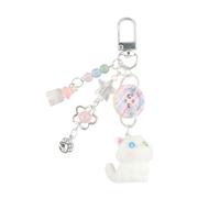WYLZLKX Portachiavi con ciondolo a forma di gatto in stile cartone animato, adorabile plaid, accessorio per borsa per studenti, per uso quotidiano e vita scolastica, portachiavi alla moda, Colorato