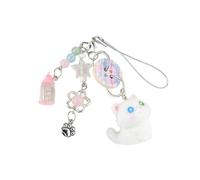 WYLZLKX Portachiavi con ciondolo a forma di gatto in stile cartone animato, adorabile plaid, accessorio per borsa per studenti, per uso quotidiano e vita scolastica, portachiavi alla moda, Colorato