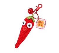 WYLZLKX Portachiavi fatto a mano all'uncinetto con aglio, cavolo, scalogno, peperoncino, portachiavi in filato per borsa vegetariana, per studenti e amici, cavolo portachiavi, Rosso, Approx.4.5x5cm