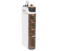 WYmaioyis Armadio per nicchia a 4 scomparti, sottile con scomparti e ruote, in plastica, salvaspazio, per piccoli bagni, 17 x 40 x 90 cm