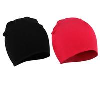 WYMAODAN Berretto per Neonato, 2 Cappelli in Cotone Autunnale e Invernale, Morbidi a Doppio Strato, Carini, Cappellini per Unisex (Noir + Rouge)
