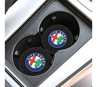WYMF 2 Pezzi Sottobicchieri per Auto per Alfa Romeo Giulia 159 147 156 Stelvio Giulietta Mito, Sottobicchieri da Auto Spesso Sottobicchieri Car Coaster Portabicchieri Inserto Sottobicchieri