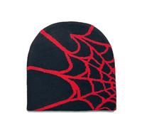 WYNAKESHU Y2k Spider Beanie Hat Beanie MEA Culpa Wireless Acrilico Knit Skull Cap Inverno Cappelli Caldi per Donne Uomo Adolescenti, Nero e rosso, Taglia unica