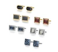 Wynameleri Set classico di gemelli e fermacravatta da uomo, per matrimonio aziendale, festa del papà, accessorio decorativo per affari, compleanno, gemelli personalizzati per uomo, fermacravatta e