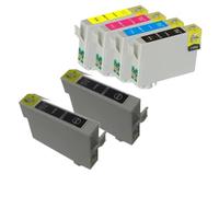 WYNAnGAI Set di cartucce d'inchiostro compatibili per stampanti a stilo CX4900 CX5600 TX101 TX400 T30 T0731N T0732N T0733N T0734N(1SET ADD 2PCS BLACK)