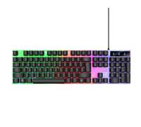 WYNAnGAI Tastiera cablata ergonomica retroilluminata con Sette luci Colorate da 1,5 m Compatibile con Computer Portatili e Giocatori di PC(Black)
