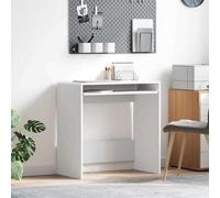 Wynira Scrivania con cassetto e vano portaoggetti, bianca, 77,5 x 43 x 79 cm, in legno, compatta, per ufficio, casa, studio, con ripiano e ripiano ergonomico, per PC e laptop