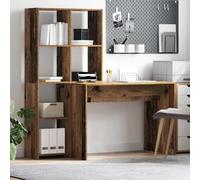 Wynira Scrivania in legno anticato, 138,5 x 55 x 143 cm, con 4 ripiani, ergonomica, per casa, ufficio, studio, cameretta dei bambini, moderna