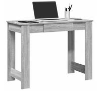 Wynira Scrivania in legno Sonoma, 100 x 45 x 75 cm, con cassetto, ripiano per ufficio, casa, studio, PC, laptop, gaming, angolo ergonomico, colore: grigio
