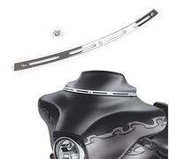 WYNMOTO Parabrezza in acciaio lucido scanalato a pipistrello cromato compatibile per Harley Touring Electra Street Glide Ultra Limited Tri Glide 1996-2013 96-13