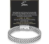 wynn's Braccialetto in acciaio inox con incisione per papà, figlio, nonno, marito, zio, regalo per uomini e ragazzi, per compleanno, Natale, festa del papà, San Valentino, regalo per lui, One Size