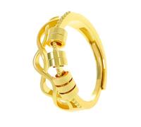 Wynrzyj Anelli per spinner da donna per alleviare l'ansia, con perle girevoli, in rame, design aperto, anello di decompressione con perline, come descritto