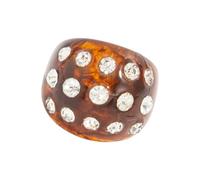 Wynrzyj Anelli punk in resina di ambra comfort con dettagli rivetti diamantati per finitura retrò e anelli per feste versatili, eleganti e alla moda, come descritto