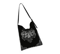 Wynrzyj Borsa a sacchetto in pelle scamosciata tracolla regolabile spaziosa spalla interna casual borse per il tempo libero e il ballo di fine anno vestito compagno per laptop, Nero