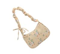 Wynrzyj Borsa a tracolla con stampa floreale a più strati, organizzazione Twill Fabric Comfort Caos Outfit Compagno pratico Twill Spalla, giallo.