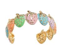 Wynrzyj Bracciale aperto stile fragola in acciaio inox con vestibilità flessibile per l'uso quotidiano, accessorio alla moda per occasioni casual, bracciale aperto in acciaio inox, Taglia unica, come