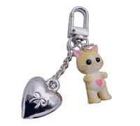 Wynrzyj Cartoon Cats Cuore Fascino Portachiavi Dolce Bella Pendente Appeso Orament Keyring Zaino Decorazione Per Le Donne Ragazze Borsa Ciondolo Portachiavi Charm, giallo., Taglia unica