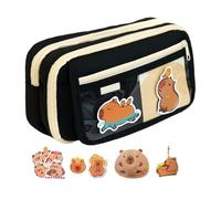 Wynrzyj Custodia per matite ad alta capacità, 9 sacchetti per matite a strati, organizer da viaggio, per ufficio scolastico, viaggio, Black Pencil Bag