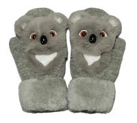Wynrzyj Guanti invernali termici isolati in pelliccia di coniglio, foderati, morbidi al tatto, leggeri, per uomini e bambini, accessori invernali, a forma di animale, Grigio koala, Adult version