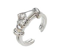 Wynrzyj Interlockings Abbraccia Coppia Anelli Regolabile Albero Aperto Design Oro Argento Lega Misto Per Accessori Moderni Impilabili Alla Moda, come descritto