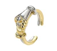Wynrzyj Interlockings Abbraccia Coppia Anelli Regolabile Albero Aperto Design Oro Argento Lega Misto Per Accessori Moderni Impilabili Alla Moda, come descritto