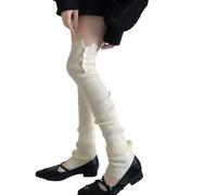 Wynrzyj Moda Anteriore A Costine Scaldamuscoli A Maglia Con Bottoni Accenti Schegge Coscia Calze Alte Calze Per Le Donne Moderna Giapponese Leggings Copertura, MW, Taglia unica