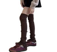 Wynrzyj Moda Anteriore A Costine Scaldamuscoli A Maglia Con Bottoni Accenti Schegge Coscia Calze Alte Calze Per Le Donne Moderna Giapponese Leggings Copertura, marrone, Taglia unica