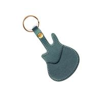 Wynrzyj Supporto per brufoli di protezione portatile per chitarra, a forma di plettro, pratico contenitore per brufoli in pelle PU, con portachiavi, verde