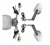 WYOERN Moto Posteriore Vista Laterale Specchi Specchio LED Indicatori di Direzione Luce per Harley V-Rod VRSCF 2009 2010 2011 12 13 2014 2015 2016 2017 Nero Nastro Chrome Accessori (Color : Sliver)