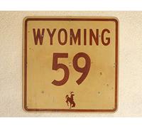 Wyoming Cowboy State Bucking Bronco Highway 59 Route Road Sign scudo quadrato/rotondo in metallo, 30,5 x 30,5 cm