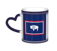 Wyoming State Flag Print Mystical Colour Changing Mug, tazza termica da nero a bianco, per caffè, tè, casa ufficio