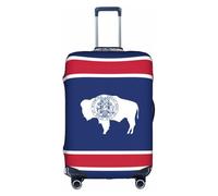 Wyoming State Flag Print Travel Elastic Valigie Bagaglio Cover Protector Lavabile e Antigraffio, bianco, X-Large