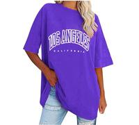 Wyongtao T-Shirt Oversize Donna Manica Corta Magliette Donna Girocollo Cotone Manica Corta con Spalle Larghe Maglia Estiva Causale Oversize Maglietta Tee Tops con Stampa Maglietta da Donna Camice