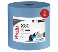 WypAll Panni WypAll X80 Power Clean 8347 - Panni per la pulizia riutilizzabili - 1 rotolo grande azzurro da 475 panni assorbenti