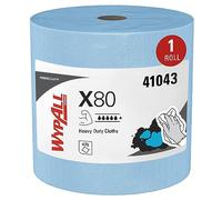 WypAll Panni WypAll X80 Power Clean 8347 - Panni per la pulizia riutilizzabili - 1 rotolo grande azzurro da 475 panni assorbenti