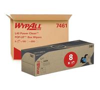 WypAll POP-UP Box di panni WypAll L40 Power Clean 7461 - Panni in carta per la pulizia - 8 confezioni da 100 panni per la pulizia bianchi (totale 800)