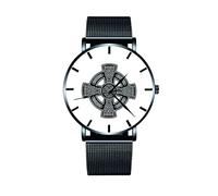 WYPAN Orologi Vichinghi da Uomo, Mitologia Norrena Quadrante con Motivo a Nodo Celtico, Cinturino in Maglia di Acciaio Inossidabile, Regali Vintage Personalizzati Per L'anniversario Unisex