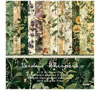 WYQXTY Blocchi di Carta per Scrapbooking, Blocco di Carta for Scrapbooking 6x6, cartoncino monofacciale con Motivo Floreale e Piante, 24 Fogli da 160 g/m² di Carta Decorativa Artigianale(Green)