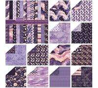 WYQXTY Blocchi di Carta per Scrapbooking, Carta for Scrapbooking 12x12, cartoncino bifacciale con Motivi in Stile Bohémien, Kit di 24 Fogli for Scrapbooking ad Acquerello(Purple)