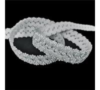 WYQXTY Elastici per Cucire, Nastro Elastico in Pizzo a Picot con Corona Glitterata, 5/8 Pollici, Multicolore, 2-10 Iarde(Silver,10 Yards)