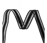 WYQXTY Elastici per Cucire, Pizzo Elastico in Tulle e Spandex, Larghezza 1/2 Pollice, Nero e Bianco, Diverse Misure(Black,5 Yards)